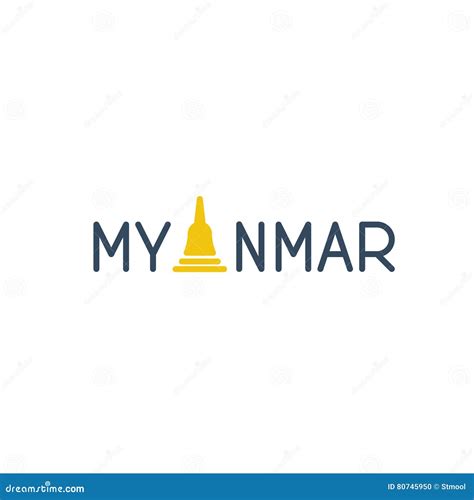 myanmar word logo concept stock vector illustration  linear