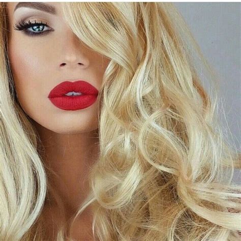 pin by kimberly gayle on beleza blonde hair red lips red lipstick