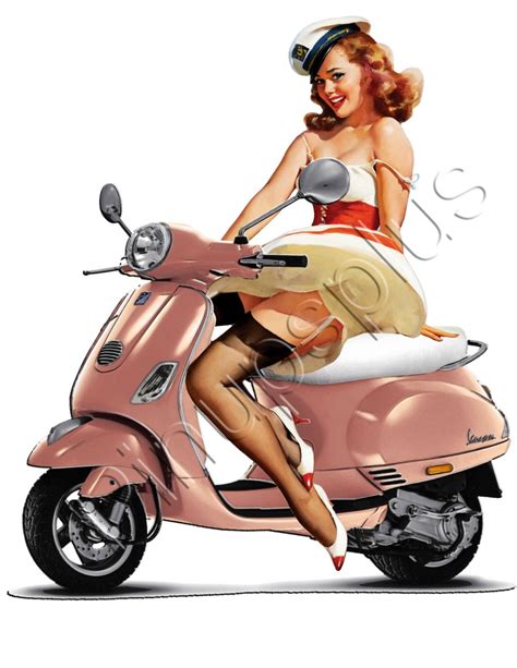 sexy vespa scooter pinup decal s383 [s383] 4 75 pin