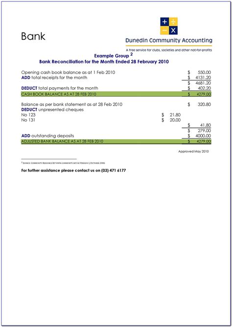 Bank Reconciliation Format Excel Sheet