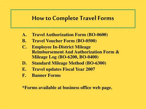 complete travel forms powerpoint  id