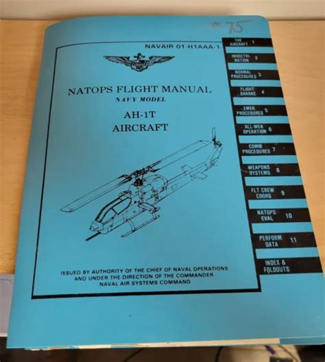 Rare Vtg Original Natops Flight Manual Bell Ah 1t Pre Tow Usmc Sea