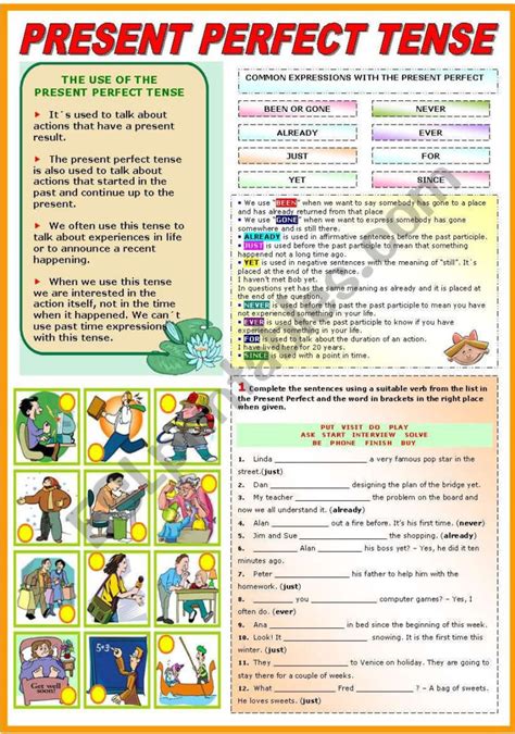 present perfect tense grammar  exercises  pages db excelcom