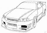 Gtr Furious R32 Jdm Desenhos R34 Colorir Imprimer Coloringhome Autos 350z Drawed Diesel Supra Furiosos Educative Velozes Coloriages Lápiz Camiones sketch template
