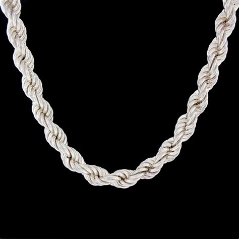 large chunky sterling silver  rope chain  necklace italy signed