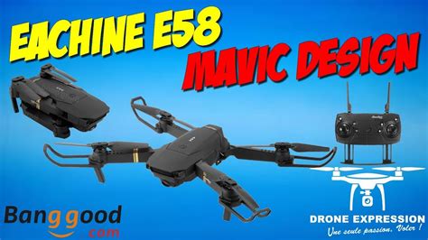 eachine  mini dji mavic clone copy  unboxing review flight test banggood drone