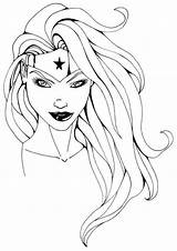 Coloring Wonder Woman Superhero Pages Drawing Girl Catwoman Girls Kids Women Superheroes Template Colouring Printable Sheets Female Hero Color Face sketch template