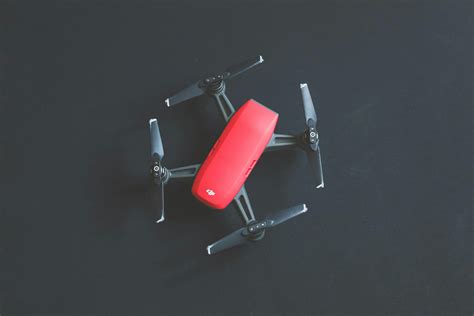 red dji spark drone  stock photo