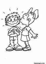 Coloring Pages Printable Boy Choose Board Kissing Valentines Kids Girl sketch template
