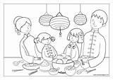 Coloring Imlek Mewarnai Gambar Repas Chinois Baru Bersama Nouvel Artisanat Boyama Yeni Makan Lire Designlooter Chinoise Momes Monkey sketch template