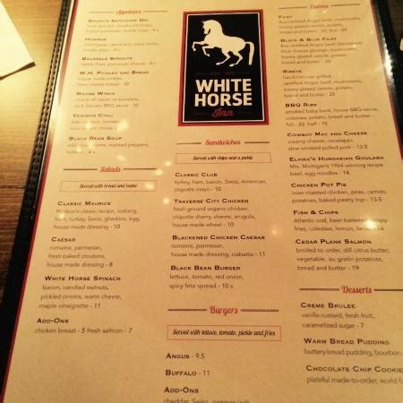 white horse menu picture   white horse inn metamora tripadvisor