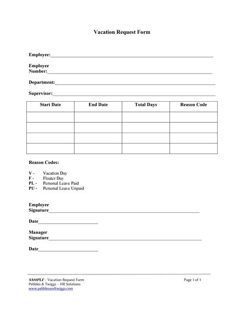 free printable vacation request form printable world holiday