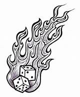 Dice Flaming Tattoo Flames Designs Drawings Clipart Cliparts Rolling Tattoos Library Ink Grey sketch template