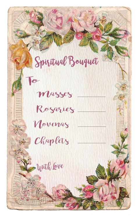 spiritual bouquet gift card  printables christmas kindness