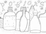 Potions Colouring Halloween Sheet sketch template