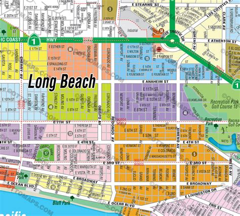 long beach map southeast  editable royalty  otto maps