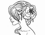 Coloring Pages Hairstyle Wedding Hair Flower Salon Pintar Flor Per Book Dibuix Hairstyles Colorear Flowers Fashion Color Adults sketch template