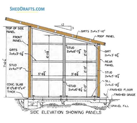 lean  utility shed plans blueprints  craft  patio