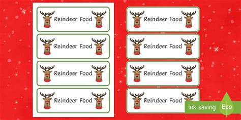 christmas printable reindeer food labels primary resources