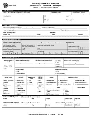 idph adult hivaids confidential case report form fill  sign