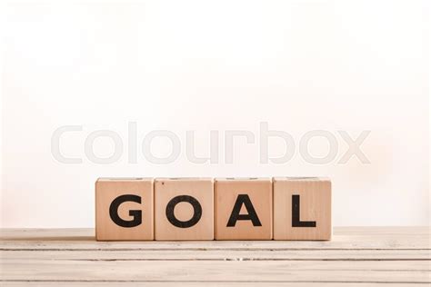 goal sign   cubes   wooden stock image colourbox