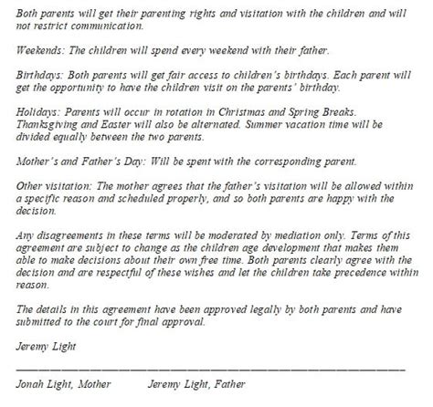 guide    child custody agreement letter   room surfcom