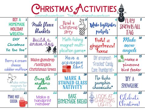 family activities advent calendar  printable