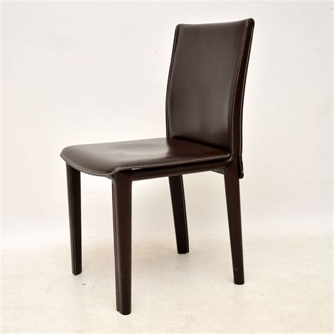 set   vintage italian leather dining chairs  arper retrospective