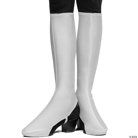 White Costume Boot Covers Groovy Disco White Fabric 70s Hippie Fake