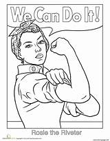 Rosie Riveter Coloring Pages Printable Drawing Colouring Women Print Girl Sheets Info Power Getdrawings Choose Board History sketch template