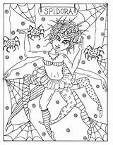 Halloween Goulish Meisjes Digi Henna sketch template