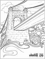 Bridge Wheeling Suspension Coloring Fireworks 170th Celebration Birthday Commemorative Copies Print Click Will sketch template