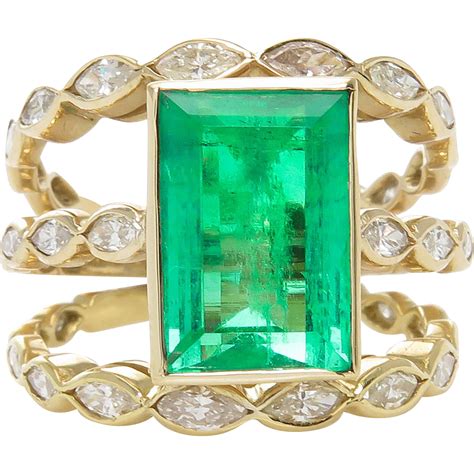 vintage gia 4 75ct colombian green emerald diamond