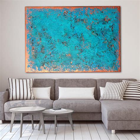 original abstract painting xlarge canvas art turquoise abstract wall