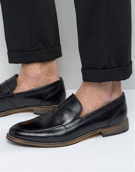 asos loafers  black leather  natural sole  men lyst