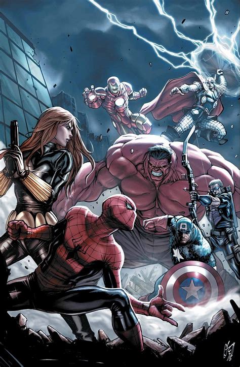 Avengers With Red Hulk Vs Spidey And Black Widow Marvel