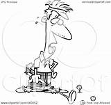 Exhausted Golfer Male Toonaday Royalty Outline Illustration Cartoon Rf Clip sketch template