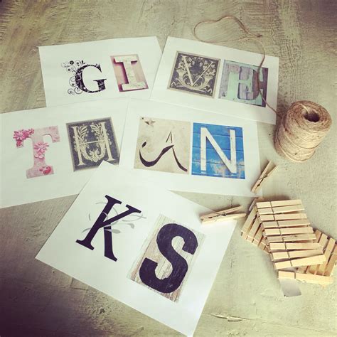 printed random letters used double sided tape to attach to off white card stock cards hung