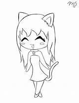 Anime Coloring Cat Girl Pages Chibi Cute Drawing Library Clipart Girls sketch template