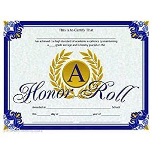 honor roll certificate template   templates ideas