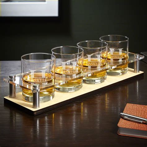 Oakmont Engraved Presentation Set With Whiskey Glasses 5 Pc