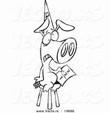 Outlined Dunce Pig sketch template
