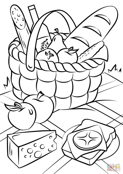 picnic basket food coloring page  printable coloring pages