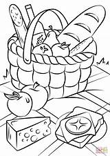 Coloring Picnic Pages Food Basket Printable Dot sketch template