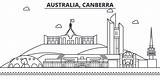 Canberra Parliament Australia Building Illustrations Sights Vector City Clip Skyline Linear Architecture Illustration Line Stock sketch template