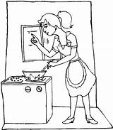 Kitchen Coloring Pages Cooking Mother Drawing Utensils Mom Printable Color Getcolorings Getdrawings sketch template