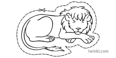 lion cut  black  white illustration twinkl