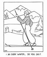 Coloring Winter Skiing Cross Country Sheets Pages Activity sketch template