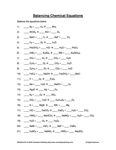 spice  lyfe grade  balancing chemical equations worksheet