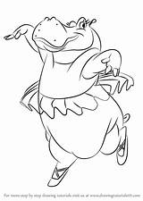 Fantasia Hippo Hyacinth Draw Drawings Drawing Step Cartoon Learn Getdrawings Paintingvalley sketch template
